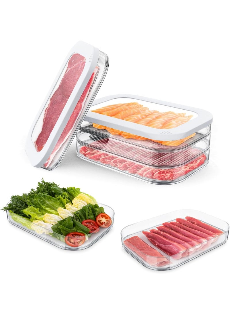 3 Layer Stackable Deli Meat Container with Drainage Groove and Silicone Lid, Clear Refrigerator Storage Containers for Lunch Meats, Cold Cuts, Bacon, Cheese, BPA Free - Image 1